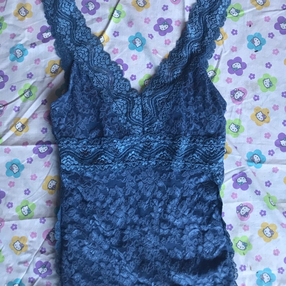 blue y2k lace tank
